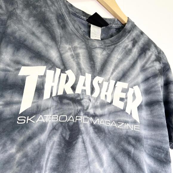 Thrasher Skateboard Gray White Tie Dye Shirt Sleeve T-Shirt Men's Medium - Picture 2 of 4